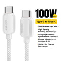 Essager 100W USB-C to USB-C braided fast charging cable in white